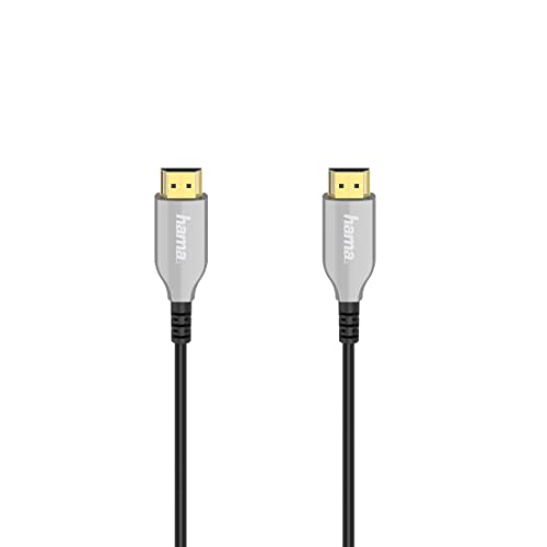 Hama HDMI Kabel High Speed 15m 4K (optisch, HDMI Cable mit Ethernet, 18 Gbps, ARC, HD Bildschirmkabel, HDR, Knickschutz, vergoldete Stecker, Monitorkabel, Hochgeschwindigkeitskabel, PS5)
