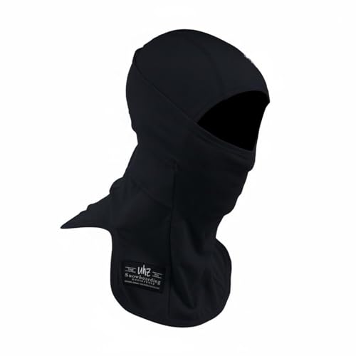 Qianly Pasamontañas de Esquí Elástico Máscara Facial de Tejido Compatible con Casco Pasamontañas Cortavientos para Snowboarders, Ciclistas, Senderismo, Negro, S-M