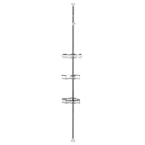 Mengda - Estantería para cuarto de baño, estante para baño telescópico, estante de ducha regulable en altura 105-310 cm, acero inoxidable (3 estantes), 110-280 cm)
