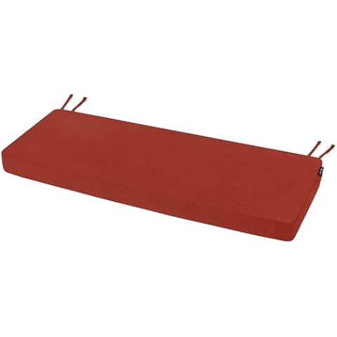 Favoyard Outdoor Bench Cushion 48 x 16 Inch Rainproof Patio Furniture Cushions 3-Year Color Fastness Garden Settee porch Pads with Ties, Red Cover