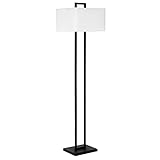 Adair 68' Tall Floor Lamp with Fabric Shade in Blackened Bronze/White