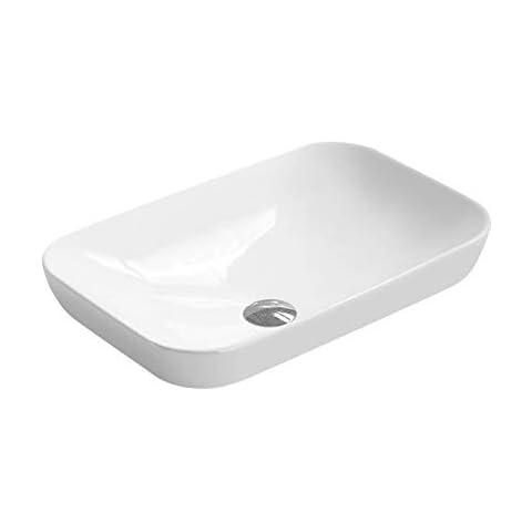 Hudson Reed NBV181 Modern Bathroom Soft Round Edges Countertop Vessel Sink Basin, 152mm x 520mm x 340mm, White Cover