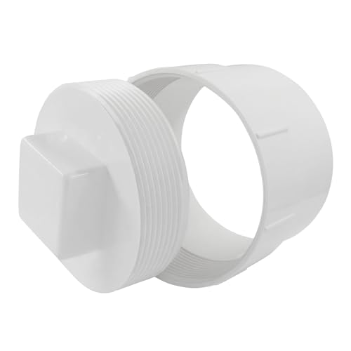 Image of 4 Inch PVC Sewer Cleanout Adapter with Plug Pipe Fitting, DWV Flush Sewer Cleanout Cap for Outdoor Garden, RV, Drainage Piping System, Pack of 2