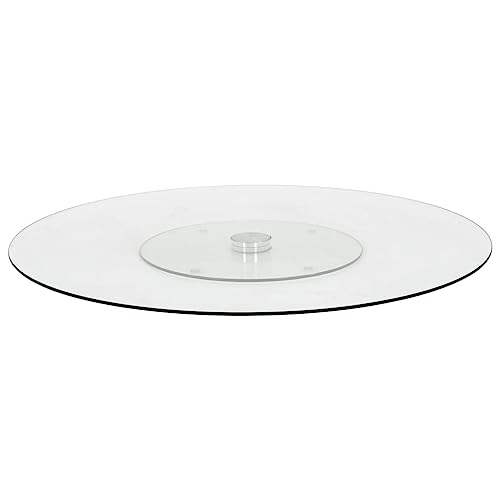 Plateau De Service Rotatif, Transparent, Verre Trempé, Rotation à 360°, Plateau Tournant, Plateau Rond, Idéal Pour Cuisine et Salle à Manger, 60 cm