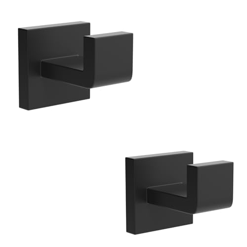 Accesorios de baño, ganchos para toallas, color negro mate, soporte para toallas de acero inoxidable SUS304 para baño, gancho montado en la pared