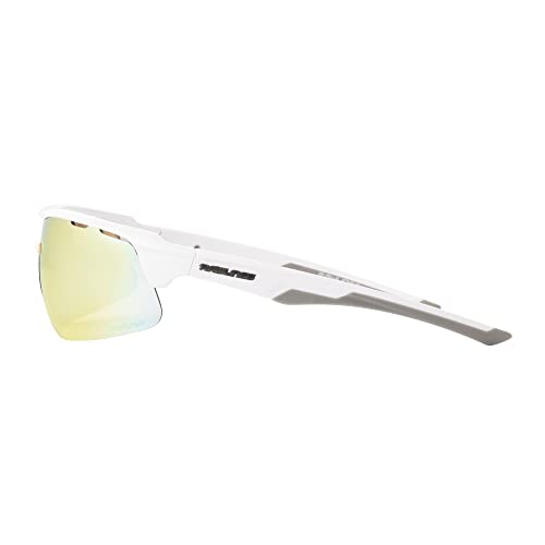 Image of Rawlings Game Youth Baseball Sunglasses, Shiny White /Orange Mirror, 64mm