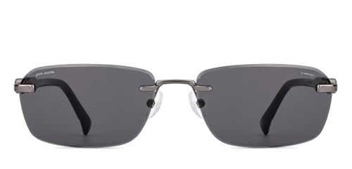 Image of John Jacobs | Gunmetal - Grey Solid | Full Rim Rectangular Stylish & Premium Sunglasses | Celestia | 100% UV Protected | Men & Women | Large | JJ S70260
