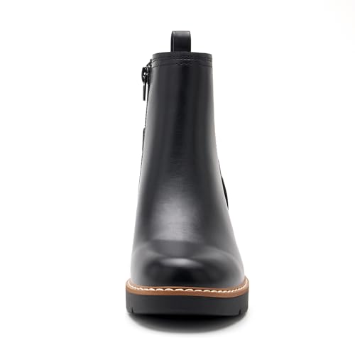 vodvob Women's Ankle Boots Water Repellent Fashion Lug Sole Elastic with Side Zipper Chelsea Boots Slip On Fall Booties3