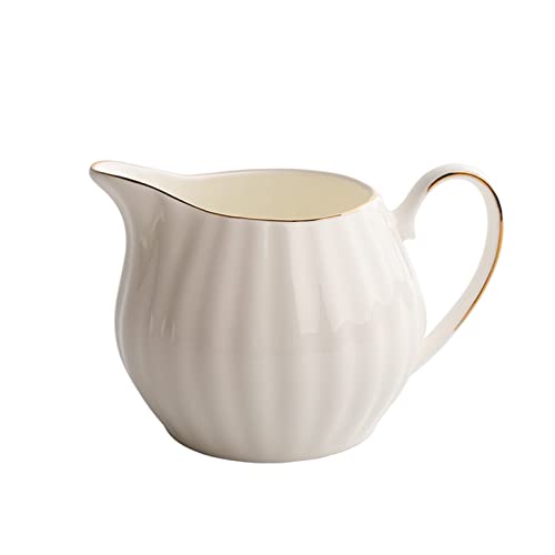 ESOUY Salsera Jarra para leche y tetera de cerámica blanca Accesorios para cafetera Accesorios para café té de la tarde Jarra de leche Taza Jarra para salsa