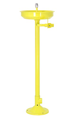 CGOLDENWALL Lavaojos de Emergencia 305mm Tazón de lavaojos de Gran Diámetro con Cabezales doble con Filtro & 12L/min Tampón de Flujo (Pedestal montado con pedal, revestimiento ABS)