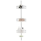 GIANTEX Teleskop Duschregal, rostfreie Eck-Duschablage aus Alu, Shampoo-Halter höhenverstellbar von 152-274 cm, Eckregal Teleskopregal Duschablage mit 3 Ablagekörben & 1 Seifenschale