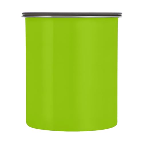 Contenedor de acero inoxidable con tapa verde brillante