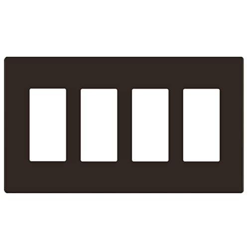 Image of LIDER Decorator Switch Cover, Screwless Wall Plate, Mid-Size 4-Gang 4.88 inch x 8.58 inch, LSWP-34M-BR, UL Listed, Thermoplastic, Matte Brown, 1-Pack