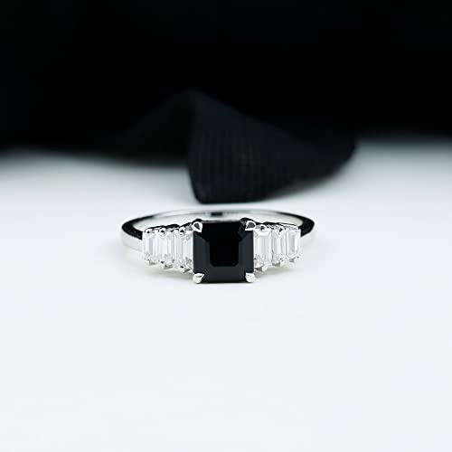 Certified Black Onyx And Moissanite Designer Engagement Ring For Women | 1.75 Cttw | Aaa Quality, 14K White Gold, Size:us 4.00 #TOP1