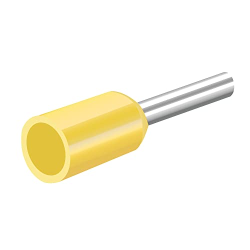 Heschen Cord End Terminal, E1008, AWG 18/1.0 mm², Wire Copper Crimp Connector, Vinyl Insulated, Yellow, Pack of 1000 - Image 2