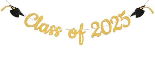Klasse van 2024 Banner - 2024 Afstudeerdecoraties, Gefeliciteerd Grad Decor, We zijn zo trots op je banner, 2024 Senior High School Graduation Party Decoration (goud)