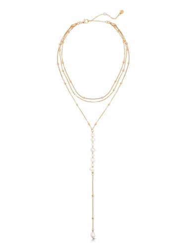 Ettika Lariat Necklace for Women. Gold Drop Necklace, Necklaces for Women. 18K Gold Plated Coastal Pearl Y Necklace. Jewelry