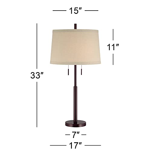 Lámpara de Mesa Rústica 33" Bronca Oscura y Beige miniatura 4