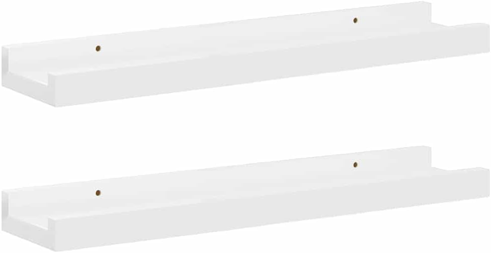 vidaXL Wall-Mounted Shelves 2 pcs - Glossy White Modern Style Shelves - Durable MDF Material - Easy to Assemble - Perfect for Decorative Display or Storage - Measures 15.7"x3.5"x1.2"