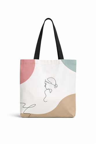 Image of Minimalist Cotton Canvas Tote Bag with Zipper and Inner Pocket | Eco-Friendly Reusable Bag for Shopping, Travel, Work & Everyday Use
