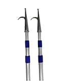 Teleskopierbarer Bootshaken aus Aluminium mit Haken aus Edelstahl 316 – Ausziehbare Anlegestange for einfaches Manövrieren des Bootes und des Wassers(2Setx13.1ft)