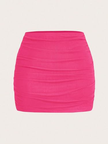Solid Color Ruffle Mesh Double Layer Hem Bodycon Mini Skirt 2025 Fashion Skirts for Women2