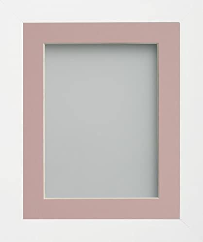 Frame Company Candy Range White Picture Photo Frames with Mount*Choice of Colours*, Pink Mount, 8x8 for image size 5x5"
