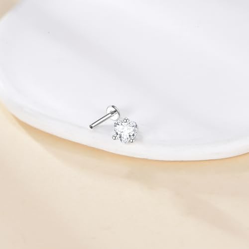 POPLYKE Heart Tongue Rings 925 Sterling Silver Tongue Piercing Jewelry Gifts for Women 16 Gauge by POPLYKE - Used condition - Image 2