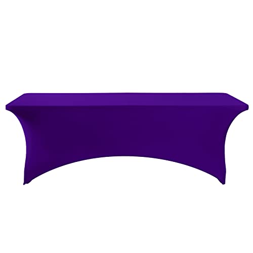 Image of FORLIFE Spandex Table Covers,Fitted Tablecloth for Rectangular Tables, Stretch Patio Table Covers, Universal Spandex Table Cover for Wedding, Banquet, Party (8ft, Purple)