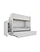Woody Letto a castello funzionale di design, con terzo letto estraibile e sollevabile 80x190. Scala contenitiva inclusa.Bianco