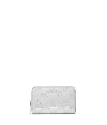 Image of Michael Kors Womens, Jet Set Small Zip Around Card Case, Silver, One Size