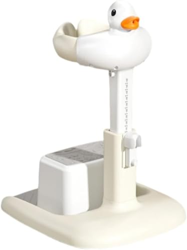 Neakarfer 幼児用シャワースタンド、ベビースタンディングバス、アヒルの子供用ハグバスタワー、幼児用シャワースタンド、ベビーバスの安全性、幼児用シャワースタンド、スタンド浴槽棚に赤ちゃんを抱いて立って座る入浴器赤ちゃんのお風呂 (カーキ+スツール)