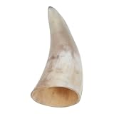 RUNROTOO Taza de Cuerno Natural para Beber Vino y Cerveza, Artesanía de Cuerno de Buey, Tamaño Pequeño (13-15 Cm), Decoración Rústica y Vaso Vikingo para Uso en Hogar y Eventos Sociales