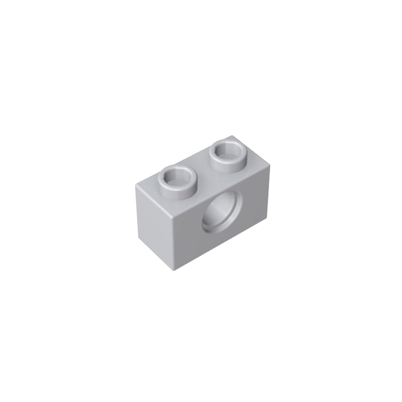 3700 Technic Brick 1X2 [1 Hole] 50 Pieces High-Precision MOC Building Bricks Replacement Parts Compatible with Lego bricks GDS-623 gray white