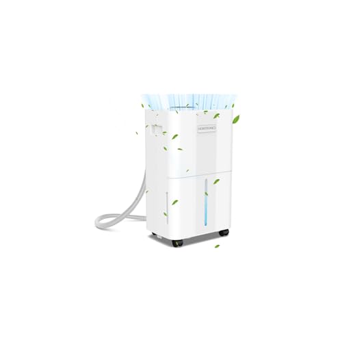 Dehumidifier with Drain Hose, [8L/Day, 150㎡] Homtronics Large Quiet Dehumidifier with LED Display, 3 Dehumidification Modes and Timer, for Bedroom, Ba...