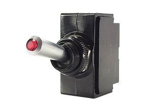 Toggle Switch ON/Off, SPST, Lighted with a Red Lens