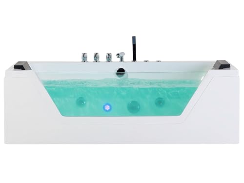 Bañera de hidromasaje blanco plata con LED de acrílico sanitario y vidrio individual 150 x 71 cm Samana