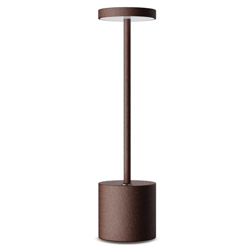 HYMZP Lámpara de Mesa Inalámbrica, Batería Recargable de 5000 mAh, Lámpara de Mesilla de Noche de Metal, para Salón Dormitorio Oficina Estudio (Corten)