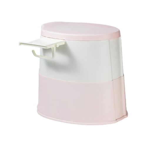 Fiyyuga ポータブルトイレ 洋式便座 固定式 介護用 和式トイレ用 大人用 家庭用 簡易ポータブル 高齢者用 カバー付き防臭便座。 (ピンクと白)