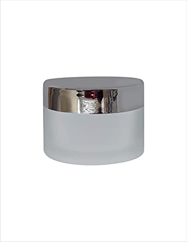 Image of Zenvista Empty Cosmetic Containers, Frosted Glass Jars, Small Containers for Cosmetics, Lip Balm Containers, Transparent Glass Jar with Silver Cap-50 gm (Pack of 3)