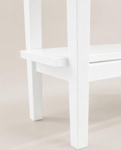 Image of Solid Sheesham Wood Side Table with Storage Shelf, Modern End Table for Living Room & Bedroom, White Finish