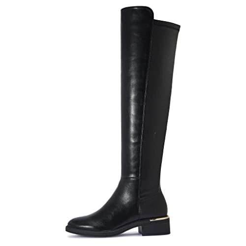 Tilly London Womens Knee High Boots Ladies Zip Up Low Block Heel Mid Wide Calf Riding Winter Sizes 3 4 5 6 7 8 Black