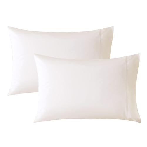 WhatsBedding Standard Size Pillowcases Set of 2, 20x26 Cotton Pillow Case with Envelope Closure, Soft & Breathable Pillow Covers for Bed, Beige