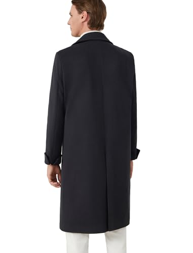 Image of INVACHI Men's Wool Blend Long Trench Coat Notched Collar Single Breasted Overcoat Warm Winter Pea Coat