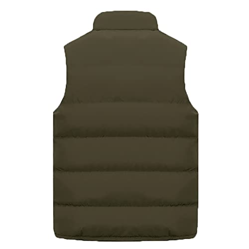 Dyguyth Mens Padded Vests Outerwear,Quilted Lightweight Puffy Vest Outwear Full Zip Slim Fit Stand Collar Waistcoat With Pocket Army Green 6Xl #TOP1