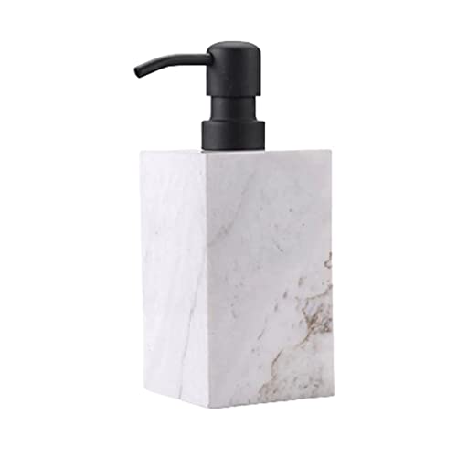 VNABO Dispensador de jabón recargable, dispensadores de loción de baño, dispensador de jabón cuadrado de mármol con bomba, dispensador de bomba de jabón tipo prensa manual, dispensador de bomba de