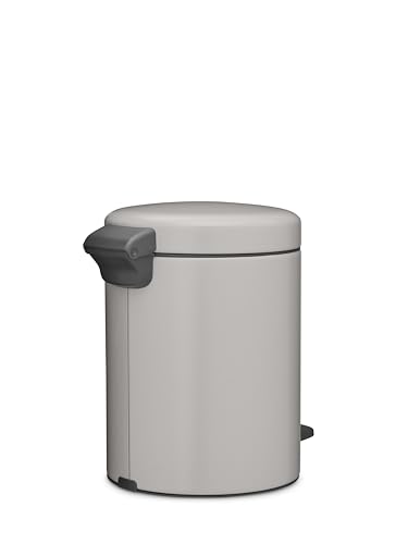 Image of Brabantia NewIcon Pedal Bin 1.3 Gallon /5L (Soft Gray), Soft-Closing Kitchen Garbage Can, Step-On Trash Can with Removable Inner Bucket, PerfectFit Trash Bag Pack Included