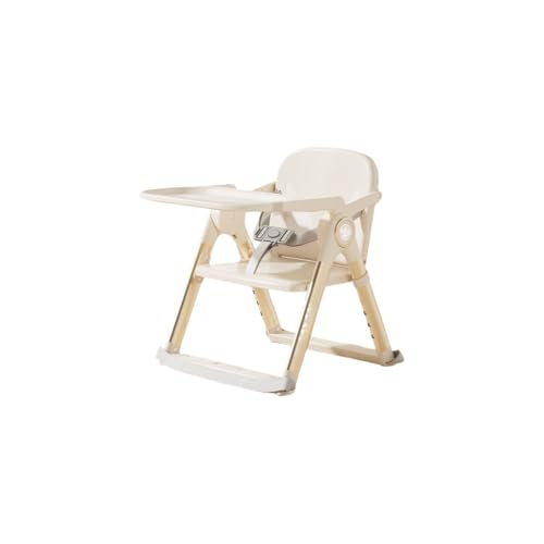 YNYN赤ちゃん 椅子 ベビー折りたたみダイニングチェア 背もたれ 幼児用 小型スツール ダイニングシート 携帯 軽量 滑り止め 丈夫 安全ベルト 耐荷重 屋内 屋外 (オフホワイト,48×30×47cm)