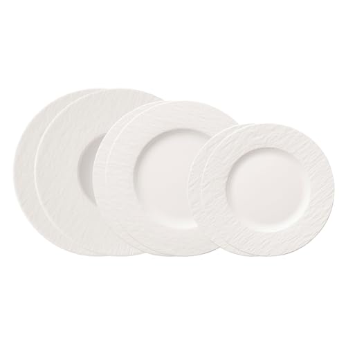 Villeroy & Boch Manufacture, Set De Platos, 6 Piezas, Vajilla Para 2 Personas, Porcelana Premium, Blanco