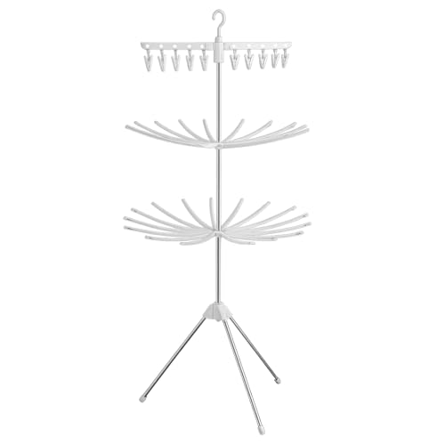 パラソルハンガー 室内物干しスタンド 洗濯物干し 折りたたみ式 タオル干し パラソル型3段 ステンレス製 ハンガー・タオルハンガー付き 洗濯便利グッズ ランドリーラック ピンチハンガー